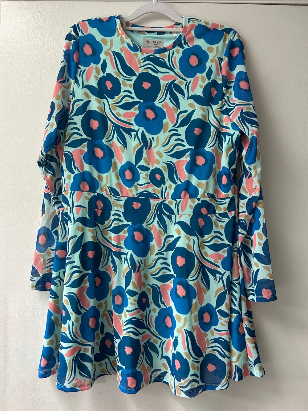 Original Penguin Floral Swim Top - Aqua, Blue & Pink